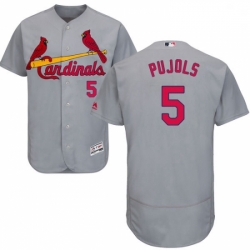 Mens Majestic St Louis Cardinals 5 Albert Pujols Grey Road Flex Base Authentic Collection MLB Jersey