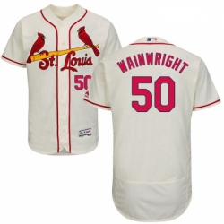 Mens Majestic St Louis Cardinals 50 Adam Wainwright Cream Alternate Flex Base Authentic Collection MLB Jersey