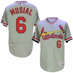 Mens Majestic St Louis Cardinals 6 Stan Musial Grey Flexbase Authentic Collection Cooperstown MLB Jersey