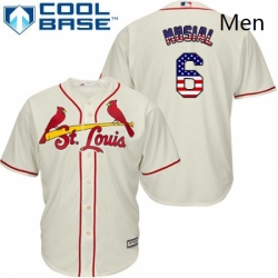 Mens Majestic St Louis Cardinals 6 Stan Musial Replica Cream USA Flag Fashion MLB Jersey