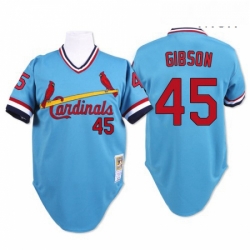 Mens Mitchell and Ness St Louis Cardinals 45 Bob Gibson Authentic Blue Throwback MLB Jersey