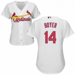 Womens Majestic St Louis Cardinals 14 Ken Boyer Replica White Home Cool Base MLB Jersey