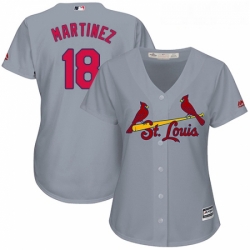 Womens Majestic St Louis Cardinals 18 Carlos Martinez Replica Grey Road Cool Base MLB Jersey