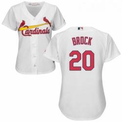 Womens Majestic St Louis Cardinals 20 Lou Brock Authentic White Home Cool Base MLB Jersey