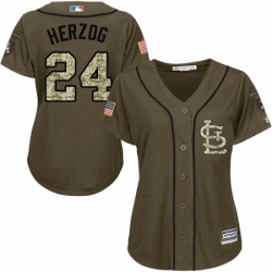 Womens Majestic St Louis Cardinals 24 Whitey Herzog Authentic Green Salute to Service MLB Jersey