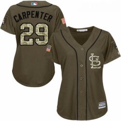 Womens Majestic St Louis Cardinals 29 Chris Carpenter Authentic Green Salute to Service MLB Jersey