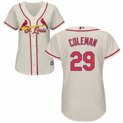 Womens Majestic St Louis Cardinals 29 Vince Coleman Replica Cream Alternate Cool Base MLB Jersey