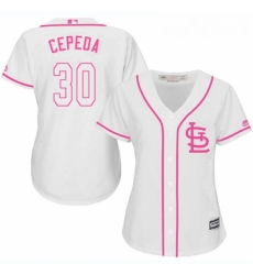 Womens Majestic St Louis Cardinals 30 Orlando Cepeda Authentic White Fashion Cool Base MLB Jersey