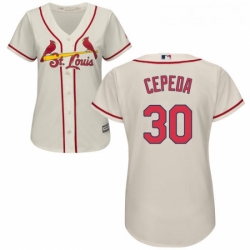 Womens Majestic St Louis Cardinals 30 Orlando Cepeda Replica Cream Alternate Cool Base MLB Jersey