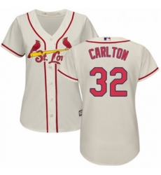 Womens Majestic St Louis Cardinals 32 Steve Carlton Replica Cream Alternate Cool Base MLB Jersey 