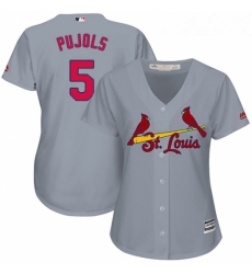 Womens Majestic St Louis Cardinals 5 Albert Pujols Replica Grey Road Cool Base MLB Jersey