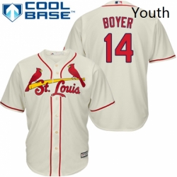 Youth Majestic St Louis Cardinals 14 Ken Boyer Replica Cream Alternate Cool Base MLB Jersey