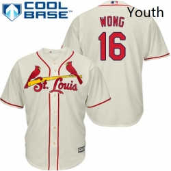 Youth Majestic St Louis Cardinals 16 Kolten Wong Replica Cream Alternate Cool Base MLB Jersey