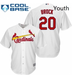 Youth Majestic St Louis Cardinals 20 Lou Brock Replica White Home Cool Base MLB Jersey