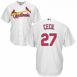 Youth Majestic St Louis Cardinals 27 Brett Cecil Authentic White Home Cool Base MLB Jersey 