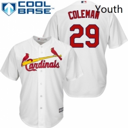 Youth Majestic St Louis Cardinals 29 Vince Coleman Replica White Home Cool Base MLB Jersey