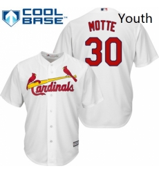 Youth Majestic St Louis Cardinals 30 Jason Motte Authentic White Home Cool Base MLB Jersey 