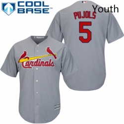 Youth Majestic St Louis Cardinals 5 Albert Pujols Replica Grey Road Cool Base MLB Jersey