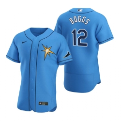 Men Tampa Bay Rays 12 Wade Boggs Men Nike Light Blue Alternate 2020 Flex Base Team MLB Jersey