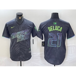 Men Tampa Bay Rays 21 Jonny DeLuca Charcoal 2024 City Connect Limited Stitched jerseys 2
