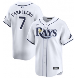 Men Tampa Bay Rays 7 Jose Caballero White Home Limited Stitched Baseball Jersey