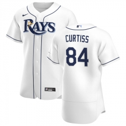 Men Tampa Bay Rays 84 John Curtiss Men Nike White Home 2020 Flex Base Player MLB Jersey