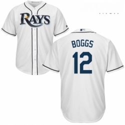 Mens Majestic Tampa Bay Rays 12 Wade Boggs Replica White Home Cool Base MLB Jersey