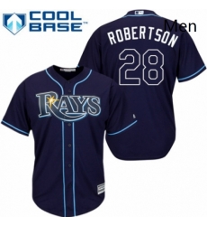 Mens Majestic Tampa Bay Rays 28 Daniel Robertson Replica Navy Blue Alternate Cool Base MLB Jersey 