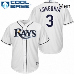 Mens Majestic Tampa Bay Rays 3 Evan Longoria Replica White Home Cool Base MLB Jersey