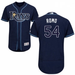 Mens Majestic Tampa Bay Rays 54 Sergio Romo Navy Blue Flexbase Authentic Collection MLB Jersey