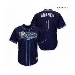 Mens Tampa Bay Rays 1 Willy Adames Replica Navy Blue Alternate Cool Base Baseball Jersey 