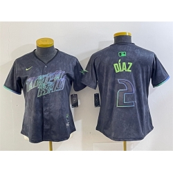 Women Tampa Bay Rays 2 Yandy Diaz Charcoal 2024 City Connect Limited Stitched