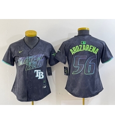 Women Tampa Bay Rays 56 Randy Arozarena Charcoal 2024 City Connect Limited Stitched Baseball Jersey 2