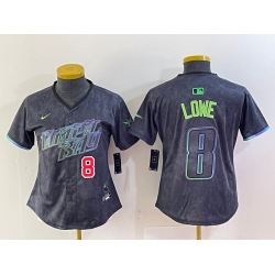 Women Tampa Bay Rays 8 Brandon Lowe Charcoal 2024 City Connect Limited Stitched Baseball Jersey 3