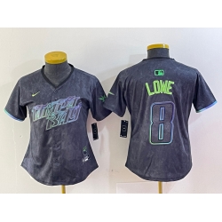 Women Tampa Bay Rays 8 Brandon Lowe Charcoal 2024 City Connect Limited Stitched Baseball Jerseys  6