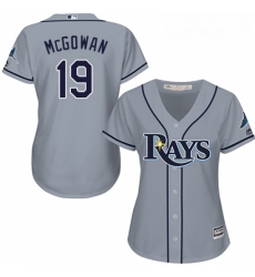 Womens Majestic Tampa Bay Rays 19 Dustin McGowan Replica Grey Road Cool Base MLB Jersey 