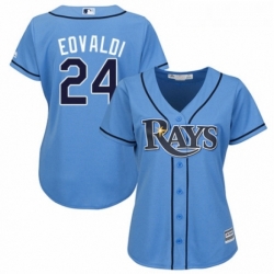 Womens Majestic Tampa Bay Rays 24 Nathan Eovaldi Replica Light Blue Alternate 2 Cool Base MLB Jersey 