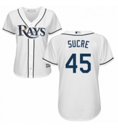 Womens Majestic Tampa Bay Rays 45 Jesus Sucre Authentic White Home Cool Base MLB Jersey 