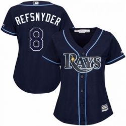 Womens Majestic Tampa Bay Rays 8 Rob Refsnyder Replica Navy Blue Alternate Cool Base MLB Jersey 