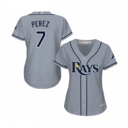 Womens Tampa Bay Rays 7 Michael Perez Replica Grey Road Cool Base Baseball Jersey 