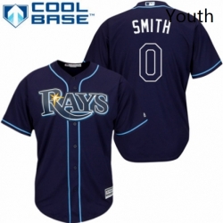 Youth Majestic Tampa Bay Rays 0 Mallex Smith Authentic Navy Blue Alternate Cool Base MLB Jersey 