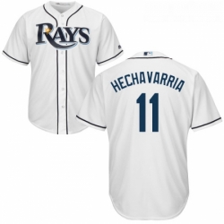 Youth Majestic Tampa Bay Rays 11 Adeiny Hechavarria Replica White Home Cool Base MLB Jersey 