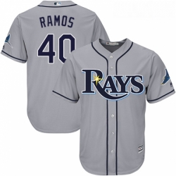 Youth Majestic Tampa Bay Rays 40 Wilson Ramos Authentic Grey Road Cool Base MLB Jersey