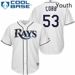 Youth Majestic Tampa Bay Rays 53 Alex Cobb Authentic White Home Cool Base MLB Jersey