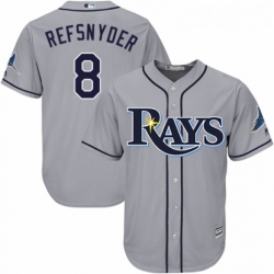 Youth Majestic Tampa Bay Rays 8 Rob Refsnyder Authentic Grey Road Cool Base MLB Jersey 