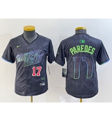 Youth Tampa Bay Rays 17 Isaac Paredes Charcoal 2024 City Connect Limited Stitched Baseball Jersey 2
