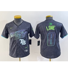 Youth Tampa Bay Rays 17 Isaac Paredes Charcoal 2024 City Connect Limited Stitched Baseball Jersey 3