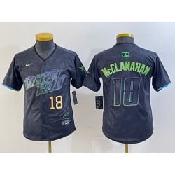 Youth Tampa Bay Rays 18 Shane McClanahan Charcoal 2024 City Connect Limited Stitched Baseball Jersey 1