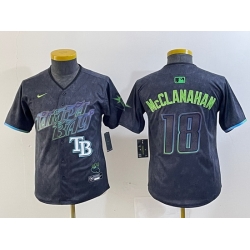 Youth Tampa Bay Rays 18 Shane McClanahan Charcoal 2024 City Connect Limited Stitched Baseball Jersey 6