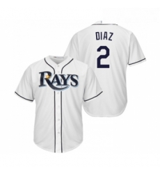 Youth Tampa Bay Rays 2 Yandy Diaz Replica White Home Cool Base Baseball Jersey 